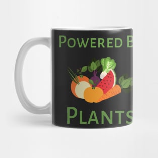 Powered By Plants - black background Mug